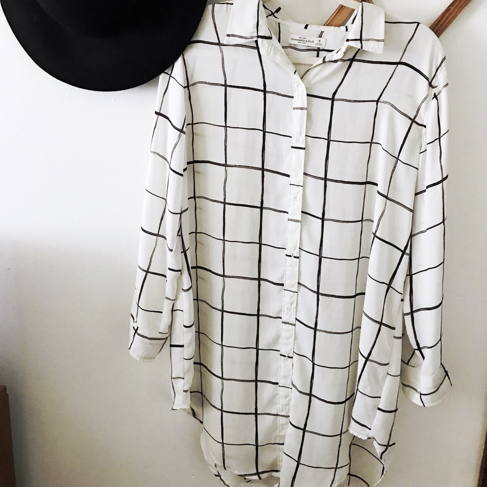 Long button down abstract print dress